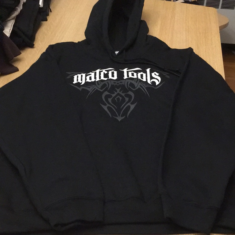 Gildan Black Hoodie with matco tools image. Size L